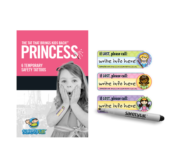 Peel and stick child safety tattoo PRINCESS Peel and stick child safety tattoo PRINCESS